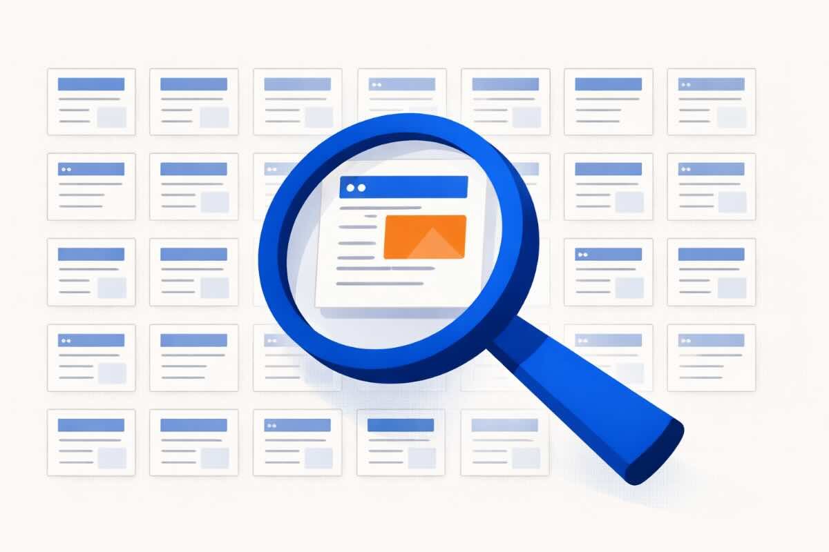 Paieškos sistemos – Google, Bing, ChatGPT didinamojo stiklo iliustracija